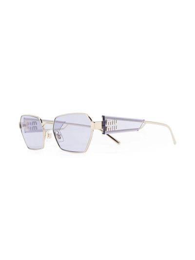 Shop Miu Miu Square-frame Sunglasses In Gold