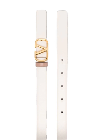 Shop Valentino Vlogo Reversible Belt In White