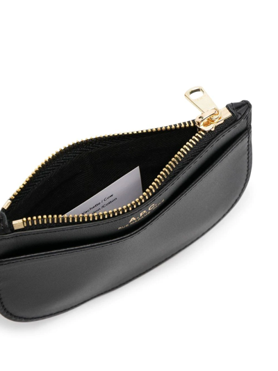 Shop Apc Rounded Leather Purse In Schwarz