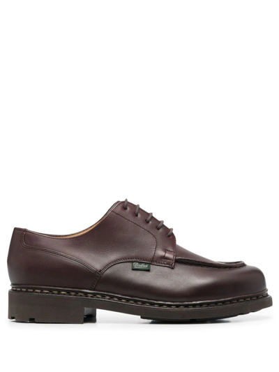 Shop Paraboot Logo-patch Leather Derby Shoes In Braun