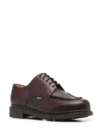 Shop Paraboot Logo-patch Leather Derby Shoes In Braun