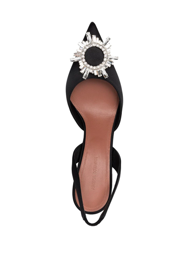 Amina Muaddi 70mm Begum Satin Slingbacks In Schwarz