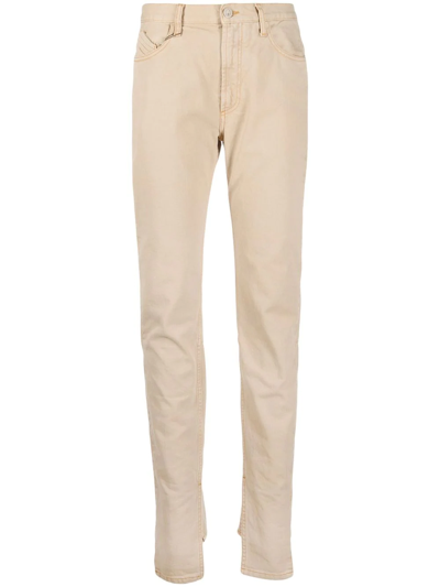 Shop Attico Slit-hem Straight-leg Jeans In Nude