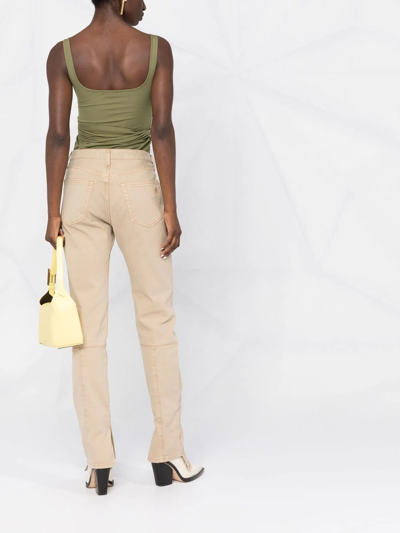 Attico Slit-hem Straight-leg Jeans In Nude