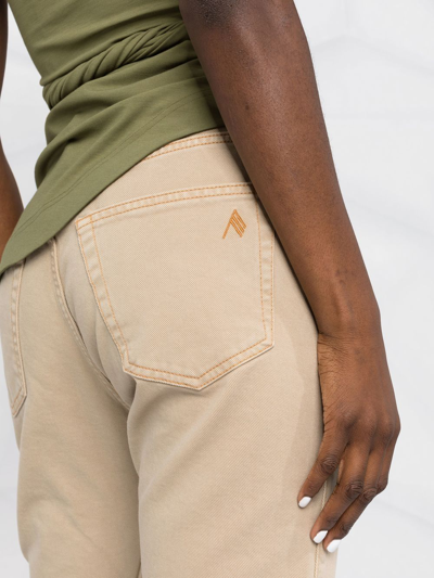 Attico Slit-hem Straight-leg Jeans In Nude