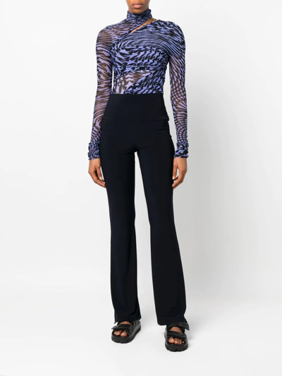 Norma Kamali High-rise Flared Trousers In Blau