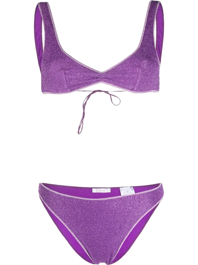 Shop Oseree Glitter-embellished Bikini Set In Violett