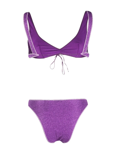 Shop Oseree Glitter-embellished Bikini Set In Violett