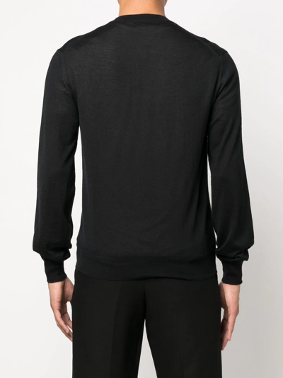 Shop Tom Ford V-neck Fine-knit Sweater In K09 Black