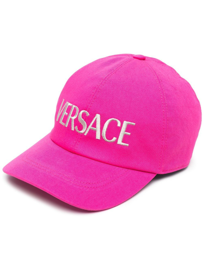 Shop Versace Logo Embroidered Cap In Rosa