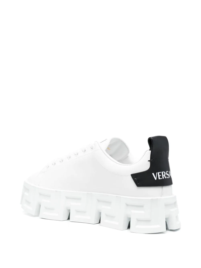 Shop Versace Logo Low-top Sneakers In Weiss