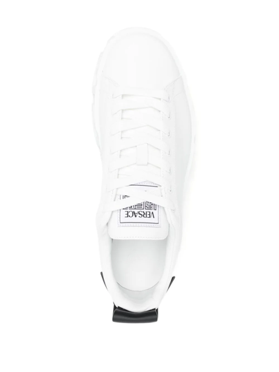 Shop Versace Logo Low-top Sneakers In Weiss