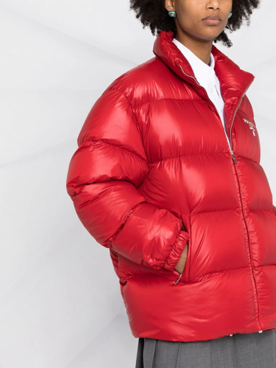 Prada Re-nylon Puffer Jacket In Rot
