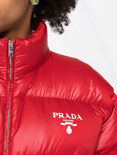 Prada Re-nylon Puffer Jacket In Rot