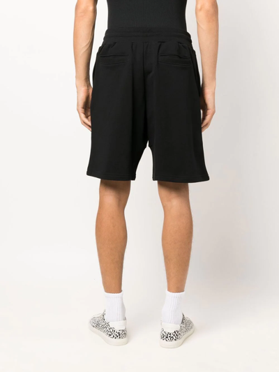 Shop Moschino Cotton Logo-print Shorts In Schwarz