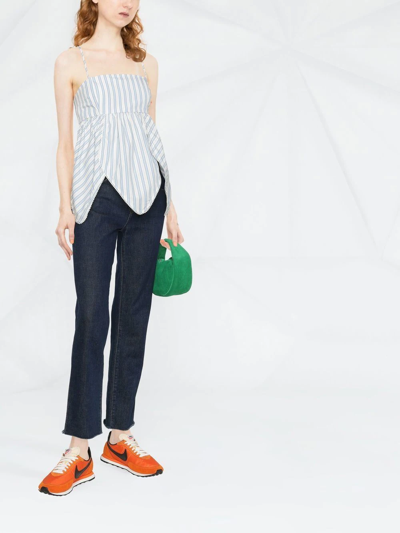 Ganni Stripe-print Spaghetti-strap Top In Weiss