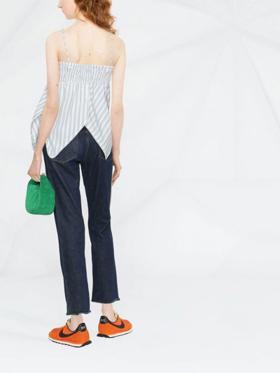 Ganni Stripe-print Spaghetti-strap Top In Weiss