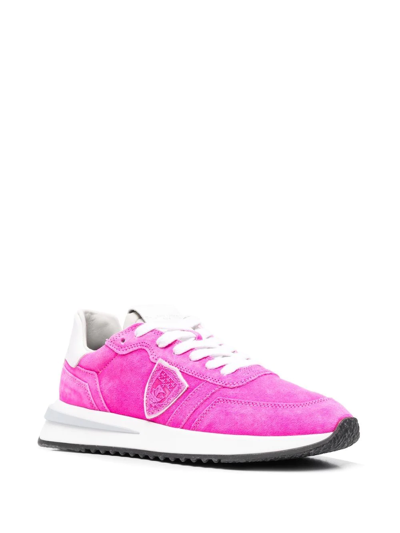 Shop Philippe Model Paris Side Logo-patch Detail Sneakers In Rosa