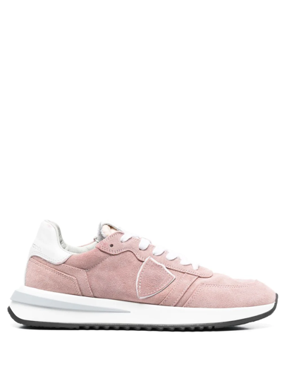 Shop Philippe Model Paris Side Logo-patch Sneakers In Rosa