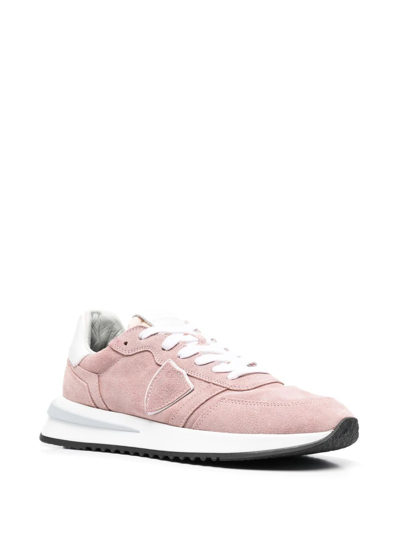 Shop Philippe Model Paris Side Logo-patch Sneakers In Rosa