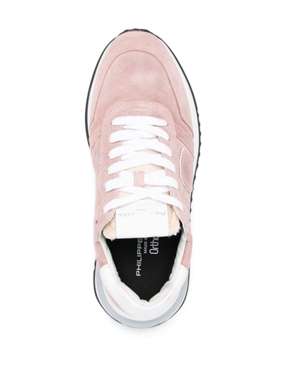 Shop Philippe Model Paris Side Logo-patch Sneakers In Rosa