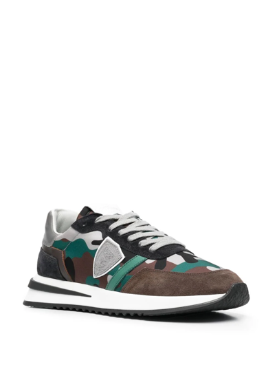 Shop Philippe Model Paris Camouflage-print Lace-up Sneakers In Braun