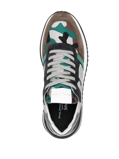Shop Philippe Model Paris Camouflage-print Lace-up Sneakers In Braun