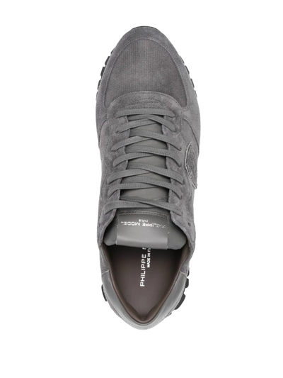 Shop Philippe Model Paris Suede Crest-motif Sneakers In Grau