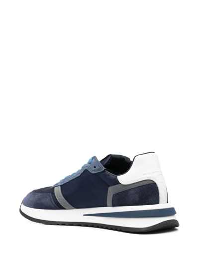 Shop Philippe Model Paris Panelled Crest-motif Sneakers In Blau