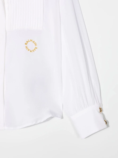 Shop Balmain Pleated-panel Detail Shirt In Weiss