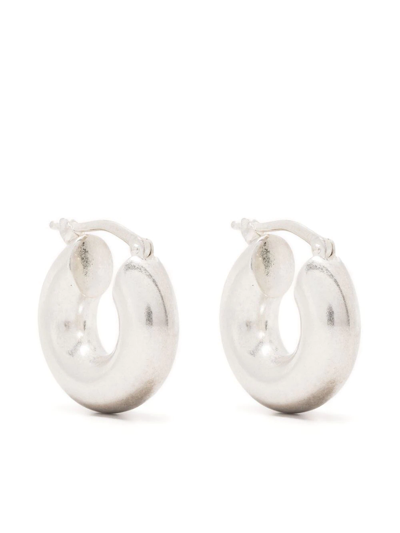 Shop Jil Sander Sterling-silver Sculptural Hoop Earrings In Silber