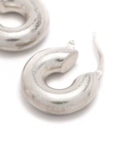 Shop Jil Sander Sterling-silver Sculptural Hoop Earrings In Silber
