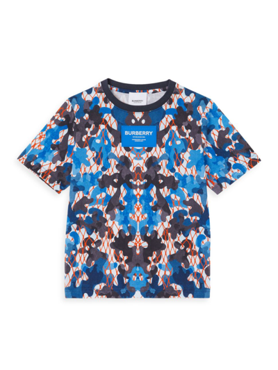 Shop Burberry Little Boy's & Boy's Finnegan Camouflage Print T-shirt In Blue