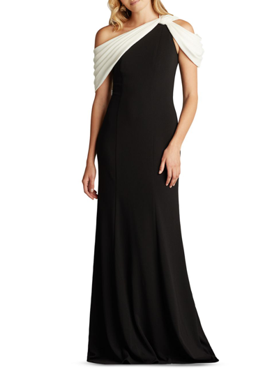 Shop Tadashi Shoji Women's One-shoulder Gown In Black White