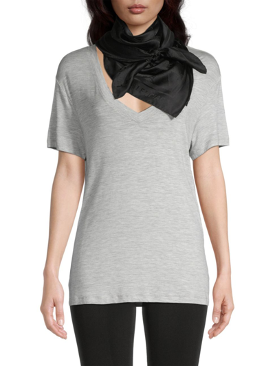 Shop Balenciaga Women's Bb Silk & Cotton Jacquard Scarf In Black