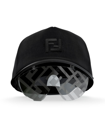 Shop Fendi Men's Ff Logo Print Eyecap In Black