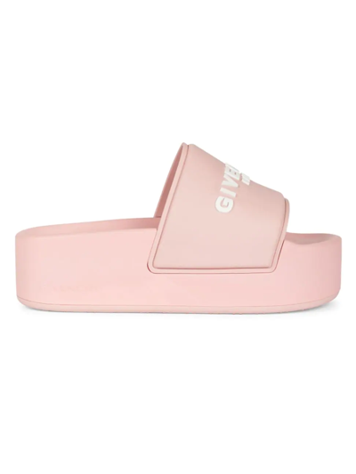 Shop Givenchy Women's Logo Slide Platform Sandals In Blossom Pink