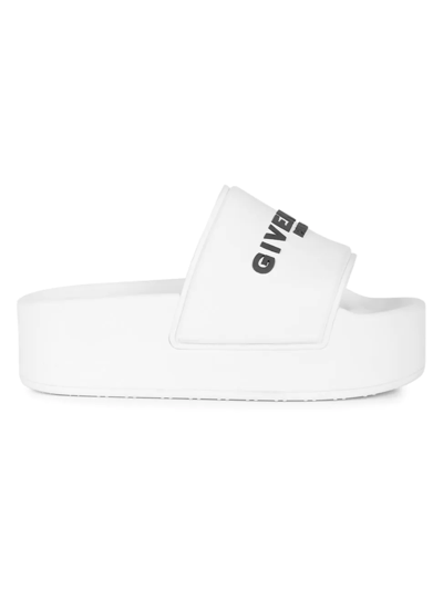 Shop Givenchy Women's Logo Platform Slides In White