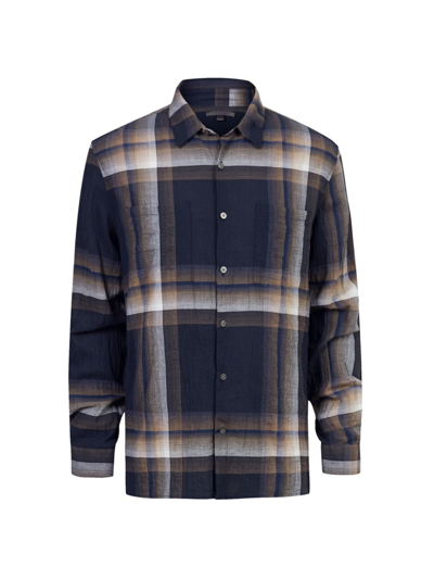 Shop John Varvatos Men's Cole Plaid Shirt In Navy