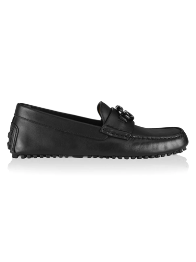 Shop Gucci Men's Ayrton Driver Leather Loafers In Black
