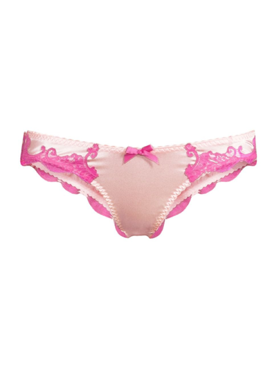 Agent Provocateur Molly Leavers Lace-trimmed Stretch-silk Satin Briefs In  Pink Pink