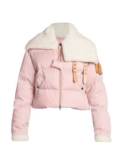 Shop Moncler Genius Women's 1 Moncler Jw Anderson Padded Shearling & Leather-trim Jacket In Pink