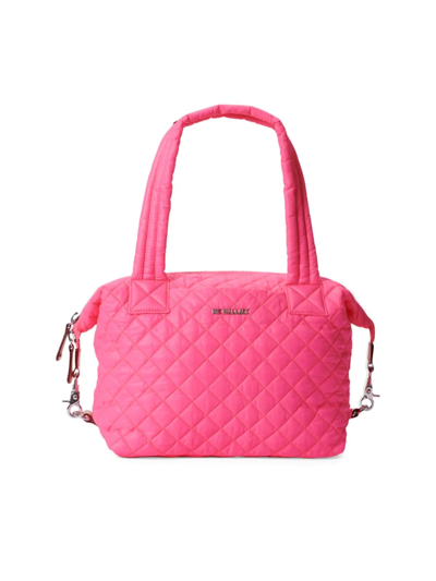 Shop Mz Wallace Women's Medium Sutton Deluxe Quilted Nylon Tote In Neon Pink