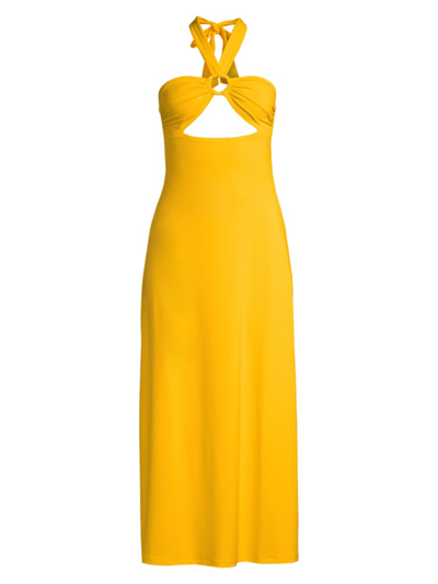 Shop Solid & Striped Women's The Tati Jersey Halter Dress In Butterscotch