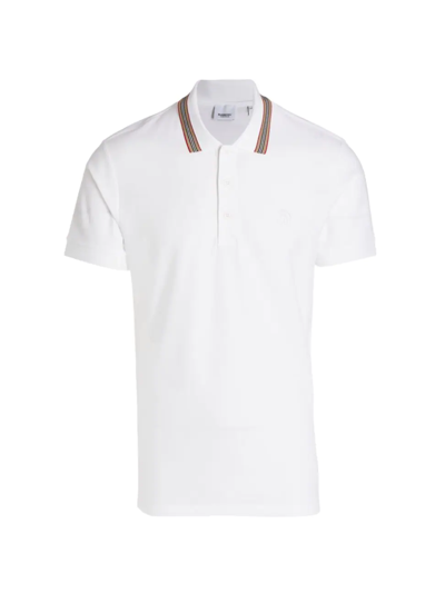 Shop Burberry Men's Pierson Cotton Polo Shirt In White