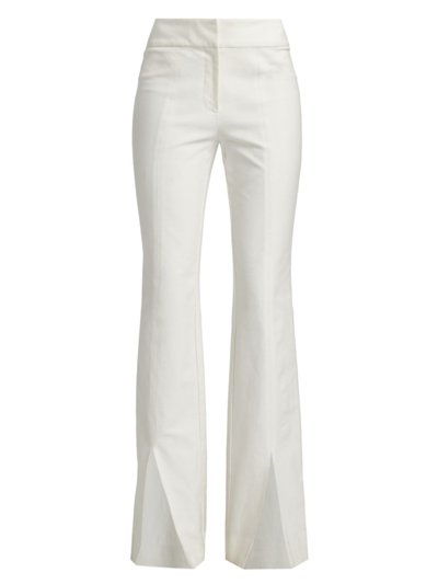 Shop Derek Lam 10 Crosby Women's Maeve Slit-hem Flare Trousers In Soft White