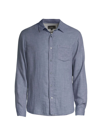 Shop Vince Men's Cotton Long-sleeve Shirt In Chambray