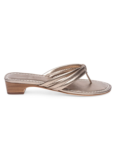 Shop Bernardo Women's Miami Leather Demi-wedge Thong Sandals In Platinum