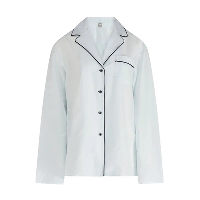 Shop Totême Long Sleeve Cotton Shirt In Pale Blue