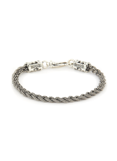 Shop Emanuele Bicocchi Sterling Silver Thin Braided Chain Bracelet In Metallic